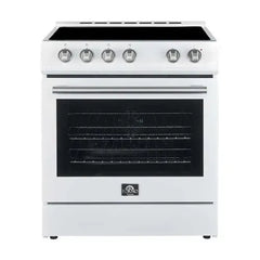 FORNO Premium 2-Piece Kitchen Bundle - Leonardo Espresso 30" White Range, 30" White Range Hood - FBDL-002-03US - The Home Selection