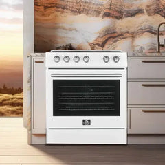 FORNO Premium 2-Piece Kitchen Bundle - Leonardo Espresso 30" White Range, 30" White Range Hood - FBDL-002-03US - The Home Selection