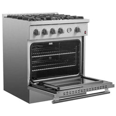 FORNO Premium 2-Piece Kitchen Bundle - Marco 30-inch Gas Range Stainless Steel, Forno Gallipoli 30" French Door Refrigerator with Bottom Freezer 17.5 cu. ft Capacity - FBDL-021-02CAUS - The Home Selection