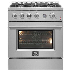 FORNO Premium 2-Piece Kitchen Bundle - Marco 30-inch Gas Range Stainless Steel, Forno Salerno 33" Side-by-Side Stainless Steel Refrigerator 15.6 cu.ft - FBDL-021-01CAUS - The Home Selection