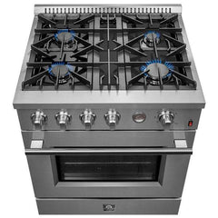 FORNO Premium 2-Piece Kitchen Bundle - Marco 30-inch Gas Range Stainless Steel, Forno Salerno 33" Side-by-Side Stainless Steel Refrigerator 15.6 cu.ft - FBDL-021-01CAUS - The Home Selection