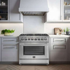 FORNO Premium 3-Piece Kitchen Bundle - Galiano 36" Dual Fuel Range, 36" Built-In Refrigerator, 24" Built-In Dishwasher - FBDL-004-02CAUS - The Home Selection