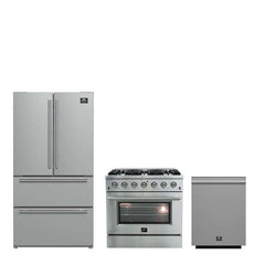 FORNO Premium 3-Piece Kitchen Bundle - Galiano 36" Gas Range, 36" Built-In Refrigerator, 24" Built-In Dishwasher - FBDL-004-01CAUS - The Home Selection