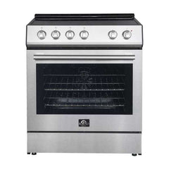 FORNO Premium 4-Piece Kitchen Bundle - 30" Electric Range, 30" Range Hood, 31" French Door Refrigerator, 24" Built-In Dishwasher, Stainless Steel - FBDL-010-01US - The Home Selection