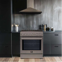 FORNO Premium 4-Piece Kitchen Bundle - 30" Electric Range, 30" Range Hood, 31" French Door Refrigerator, 24" Built-In Dishwasher, Stainless Steel - FBDL-010-01US - The Home Selection