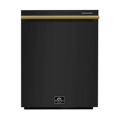 FORNO Premium 4-Piece Kitchen Bundle - Leonardo Espresso 30" Black Range, 30" Black Range Hood, 31" Black Bottom Freezer Refrigerator, 24" Black Built-In Dishwasher - 686136998703 - The Home Selection