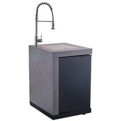 Forno Rimini Outdoor Kitchen 30" BBQ 62,600 BTU, 3 Burners with Sear & Rotisserie, 2.4 cu.ft. Beverage Center, Stainless Steel Sink, Black Cabinets & Gray Sintered Stone Countertop - FODKT2544BLK - The Home Selection