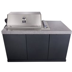 Forno Rimini Outdoor Kitchen 30" BBQ 62,600 BTU, 3 Burners with Sear & Rotisserie, 2.4 cu.ft. Beverage Center, Stainless Steel Sink, Black Cabinets & Gray Sintered Stone Countertop - FODKT2544BLK - The Home Selection