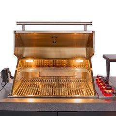 Forno Rimini Outdoor Kitchen 30" BBQ 62,600 BTU, 3 Burners with Sear & Rotisserie, 2.4 cu.ft. Beverage Center, Stainless Steel Sink, Black Cabinets & Gray Sintered Stone Countertop - FODKT2544BLK - The Home Selection