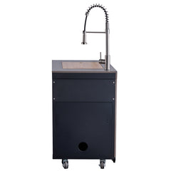 Forno Rimini Outdoor Kitchen 30" BBQ 62,600 BTU, 3 Burners with Sear & Rotisserie, 2.4 cu.ft. Beverage Center, Stainless Steel Sink, Black Cabinets & Gray Sintered Stone Countertop - FODKT2544BLK - The Home Selection