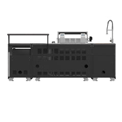 Forno Rimini Outdoor Kitchen 30" BBQ 62,600 BTU, 3 Burners with Sear & Rotisserie, 2.4 cu.ft. Beverage Center, Stainless Steel Sink, Black Cabinets & Gray Sintered Stone Countertop - FODKT2544BLK - The Home Selection