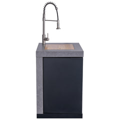 Forno Rimini Outdoor Kitchen 30" BBQ 62,600 BTU, 3 Burners with Sear & Rotisserie, 2.4 cu.ft. Beverage Center, Stainless Steel Sink, Black Cabinets & Gray Sintered Stone Countertop - FODKT2544BLK - The Home Selection