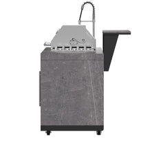 Forno Rimini Outdoor Kitchen 30" BBQ 62,600 BTU, 3 Burners with Sear & Rotisserie, 2.4 cu.ft. Beverage Center, Stainless Steel Sink, Black Cabinets & Gray Sintered Stone Countertop - FODKT2544BLK - The Home Selection
