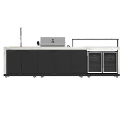 Forno Rimini Outdoor Kitchen: 30" BBQ 62,600 BTU, 4.8 cu.ft. Refrigerators, White Countertops - FODKT2575WHT - The Home Selection