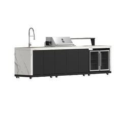 Forno Rimini Outdoor Kitchen: 30" BBQ 62,600 BTU, 4.8 cu.ft. Refrigerators, White Countertops - FODKT2575WHT - The Home Selection