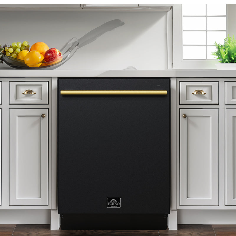 Forno Romano Espresso 24 in. Built-In Tall Tub, Top Control, Black Dishwasher, 52 dBA, ENERGY STAR - FDWBI8035-24BLK - The Home Selection