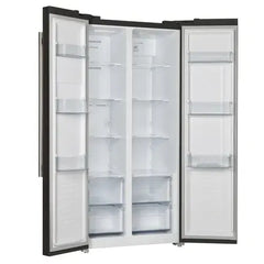 Forno Salerno Espresso 33-inch Side-by-Side 15.6 Cu.Ft. Refrigerator in Black with Brass Handle - FFRBI1805-33BLK - The Home Selection