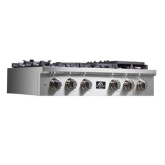 Forno Spezia 36-Inch Gas Cooktop, 6 Burners. Wok Ring and Grill/Griddle in Stainless Steel - FCTGS5751-36 - The Home Selection