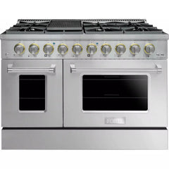 Forte 48" Freestanding All Gas Range - 8 Sealed Italian Made Burners, 5.53 cu. ft. Oven & Griddle - in Stainless Steel With Stainless Steel Knob (FGR488BSS1)