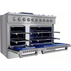 Forte 48" Freestanding All Gas Range - 8 Sealed Italian Made Burners, 5.53 cu. ft. Oven & Griddle - in Stainless Steel With Stainless Steel Knob (FGR488BSS1)
