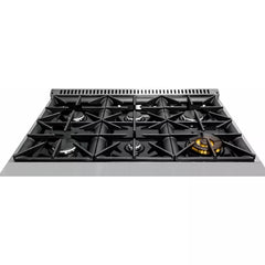Forte 36" Freestanding All Gas Range - 6 Sealed Italian Made Burners, 4.5 cu. ft. Oven, Easy Glide Oven Racks - in Stainless Steel And Brass Knob (FGR366BSS4) - The Home Selection