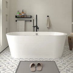 Vanity Art 59" Acrylic Flatbottom Freestanding Soaking Bathtub in White - VA6812-S