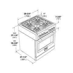 Fulgor Milano 30" Freestanding Dual Fuel Pro Range with 4 18,000-BTU Burners, Stainless Steel - F6PDF304S1 - The Home Selection