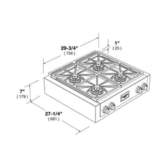 Fulgor Milano 30" Gas Rangetop with 4 Sealed Dual Flame 18,000 BTU Burners, Stainless Steel - F6GRT304S1 - The Home Selection