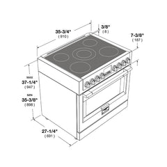 Fulgor Milano 36" Induction Freestanding Pro-Range with 5 Induction Zones, 5.7 Cu. Ft. Capacity - F6PIR365S1 - The Home Selection