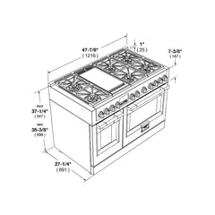 Fulgor Milano 48" Freestanding Professional All Gas Range with 6 Dual Flame Sealed Burners, Stainless Steel - F6PGR486GS2 - The Home Selection