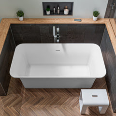 Alfi White Matte Solid Surface Resin Bathroom / Shower Stool - ABST99