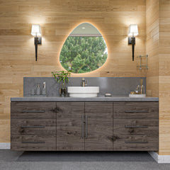 Alfi White 19  Round Semi Recessed Ceramic Sink with Faucet Hole - ABC702