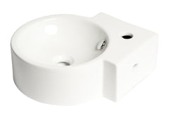Alfi White 17  Tiny Corner Wall Mounted Ceramic Sink with Faucet Hole - ABC121