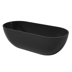 Altair Ryder 69" x 30" Solid Surface Soaking Bathtub in Matte Black with Matte Black Drain and Integrated Overflow