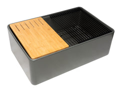 Alfi Workstation 30" x 20" Single Bowl Step Rim Fireclay Farm Sink with Accessories - Gray Matte