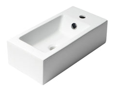 Alfi White 20  Small Rectangular Wall Mounted Ceramic Sink with Faucet Hole - ABC116
