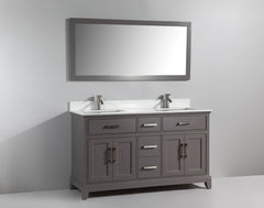 Bath Vanity  with Engineered Marble Top in White with Basin and Mirror - VA1060D