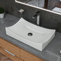 Alfi White 26" Fancy Rectangular Above Mount Ceramic Sink - White