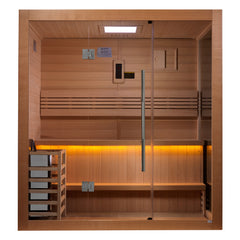 Golden Design 4 Person Forssa Traditional Sauna Steam Sauna Corner Unit with Red Cedar - GDI-7203-01 - The Home Selection