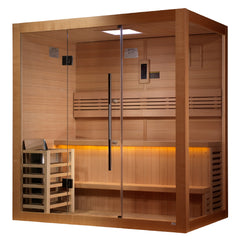 Golden Design 4 Person Forssa Traditional Sauna Steam Sauna Corner Unit with Red Cedar - GDI-7203-01 - The Home Selection