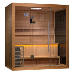 Golden Design 4 Person Forssa Traditional Sauna Steam Sauna Corner Unit with Red Cedar - GDI-7203-01 - The Home Selection