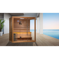 Golden Design 4 Person Forssa Traditional Sauna Steam Sauna Corner Unit with Red Cedar - GDI-7203-01 - The Home Selection