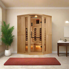Golden Design 8000 Reserve Series Full Spectrum PureTech™ FAR Infrared Sauna Corner Unit with Himalayan Salt Bar , Near Zero EMF 3-Person - GDI-8035-03 - The Home Selection