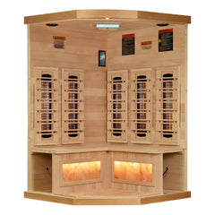 Golden Design 8000 Reserve Series Full Spectrum PureTech™ FAR Infrared Sauna Corner Unit with Himalayan Salt Bar , Near Zero EMF 3-Person - GDI-8035-03 - The Home Selection
