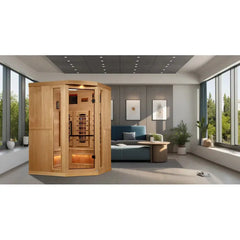 Golden Design 8000 Reserve Series Full Spectrum PureTech™ FAR Infrared Sauna Corner Unit with Himalayan Salt Bar , Near Zero EMF 3-Person - GDI-8035-03 - The Home Selection