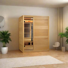 Golden Design Infrared & Traditional Steam 3-Person "Soria" Hybrid Sauna with Himalayan Salt Bar & Canadian Hemlock wood - GDI-8330-01 - The Home Selection