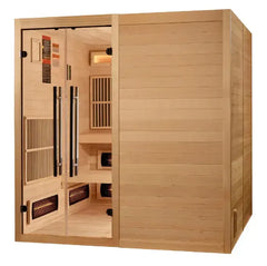 Golden Design Infrared & Traditional Steam 6-Person "Toledo" Hybrid Sauna with Himalayan Salt Bar and Hemlock wood - GDI-8360-01 - The Home Selection