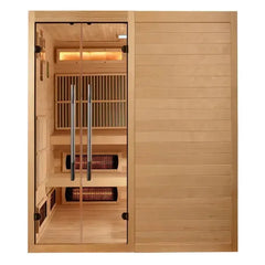 Golden Design Infrared & Traditional Steam 6-Person "Toledo" Hybrid Sauna with Himalayan Salt Bar and Hemlock wood - GDI-8360-01 - The Home Selection