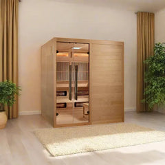 Golden Design Infrared & Traditional Steam 6-Person "Toledo" Hybrid Sauna with Himalayan Salt Bar and Hemlock wood - GDI-8360-01 - The Home Selection