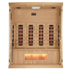 Golden Design Near Zero EMF 4-Person 8000 Reserve Series PureTech™ Full Spectrum Infrared Sauna with Himalayan Salt Bar - GDI-8040-03 - The Home Selection